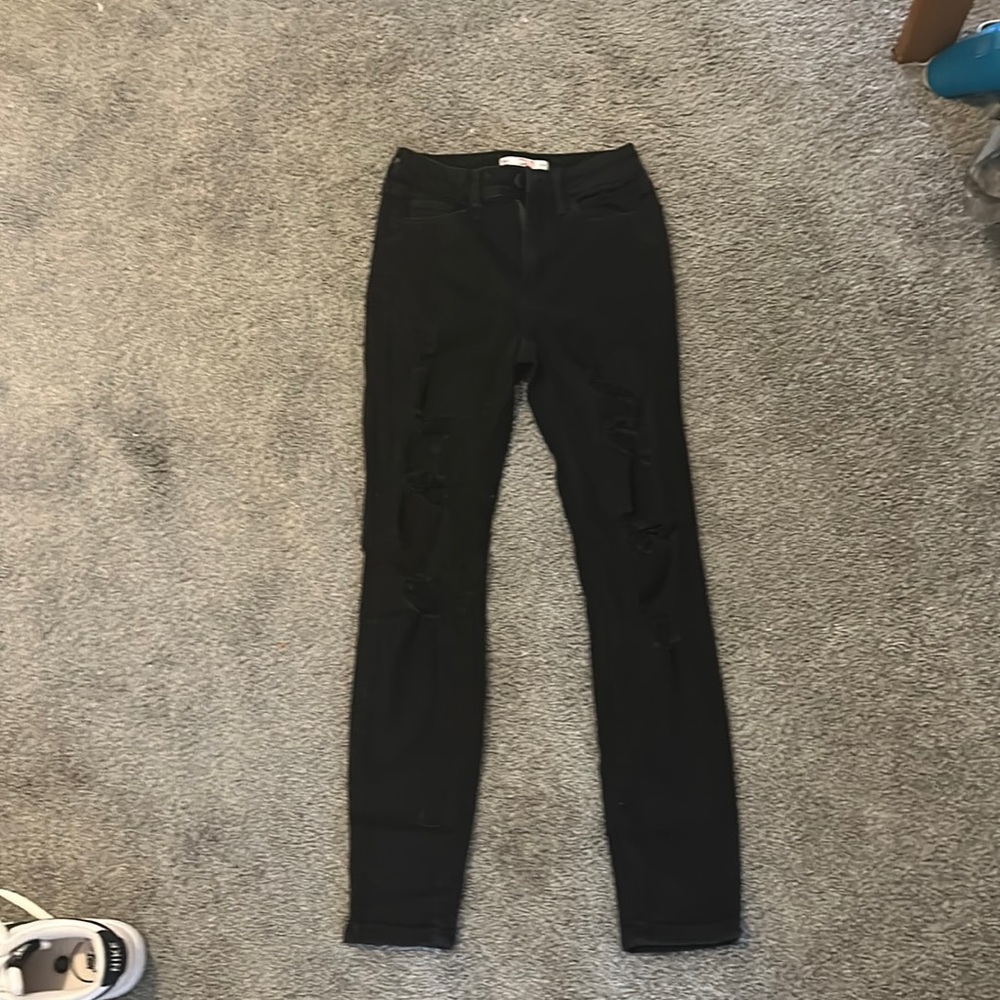 Girls high rise ankle skinny black jeans